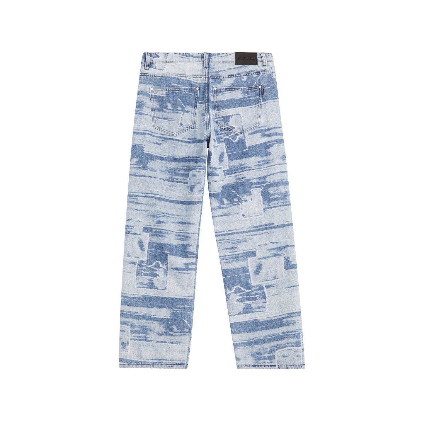 5 POCKET LASER PRINTED PATCHED PANTS